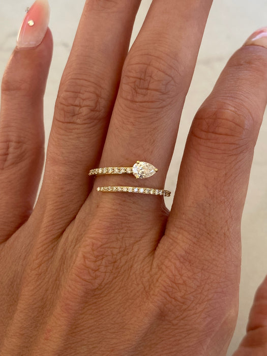 14K Pear Diamond Wrap Ring