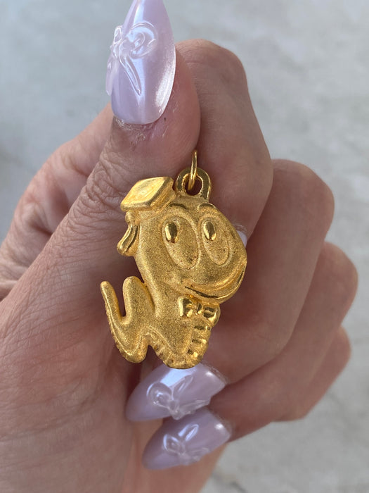 Vintage 24K Gold Bookworm Charm