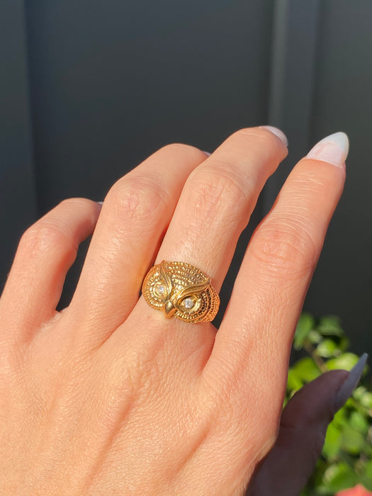 18k diamond owl ring size 6