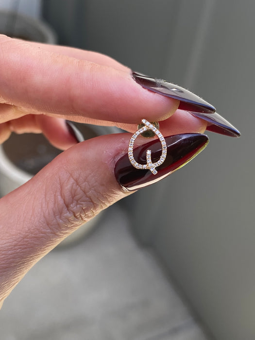 14k single earring diamond letter initial stud