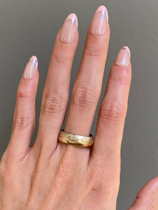 Vintage 14K Two-Tone Diamond Mountain Eternity Ring Size 10