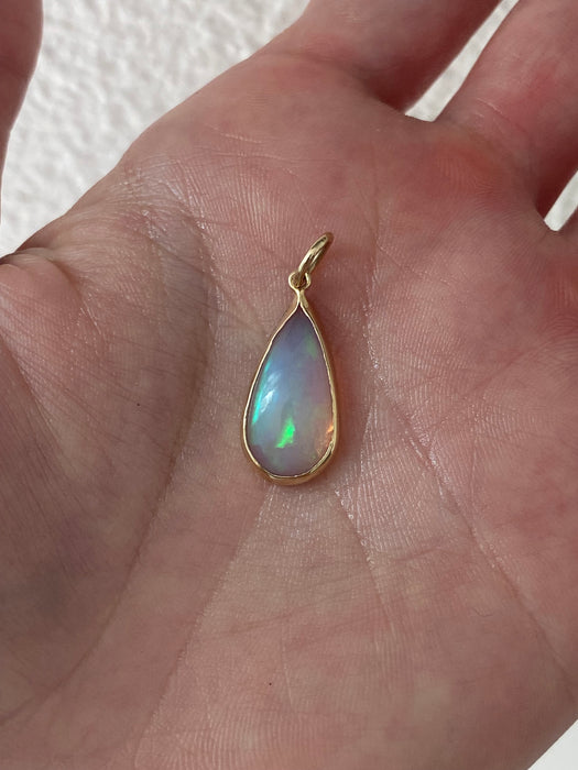 14K 3.75 Carat Bezel-Set Opal Pear Charm