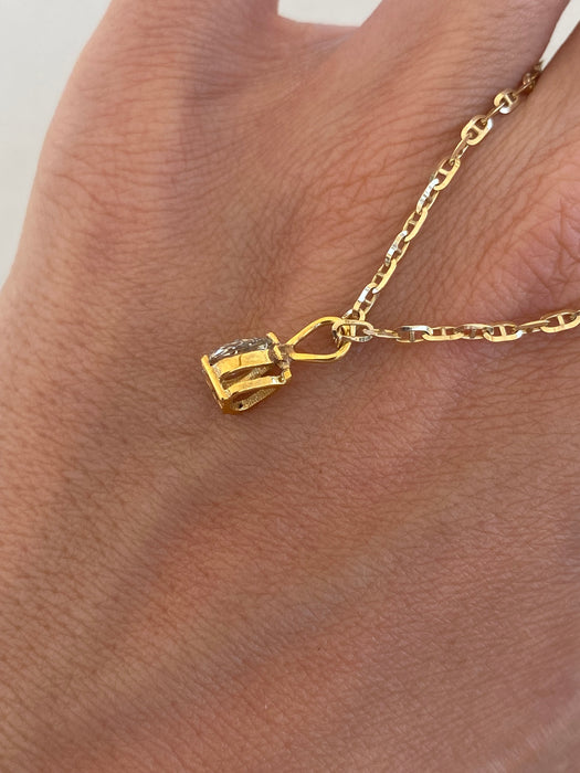 14K Gold Pear Cut Natural Diamond Pendant (0.40 ct)