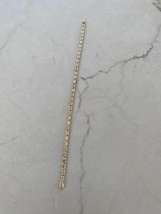 14K Bezel-Set 5.8 TCW Emerald Cut Lab Diamond Bracelet