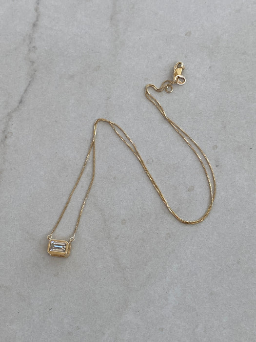 14K 1.5 CT Lab Diamond Bezel Pendant Necklace