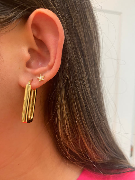 14k rectangle hoop earrings