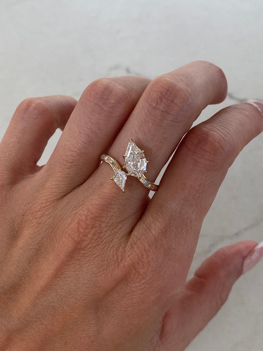 14K Step-Cut Pear & Kite Lab Diamond Bypass Ring
