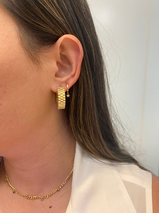 14k riveted link hoop earrings