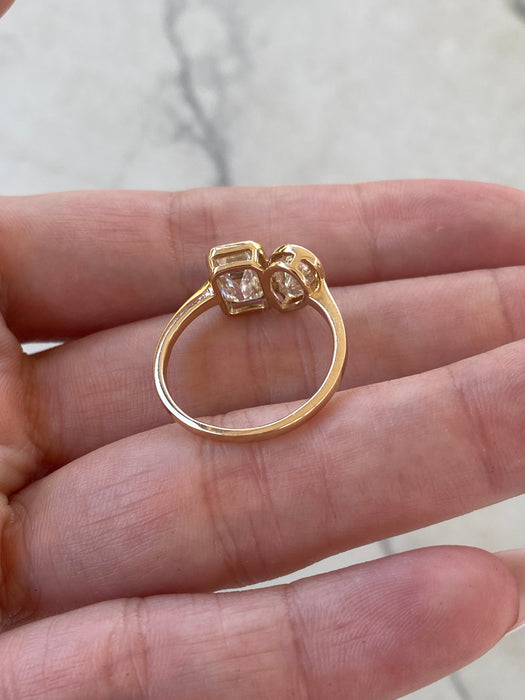 14K Gold 2.59 TCW Pear & Emerald-Cut Lab Diamond Toi et Moi Ring-IGI