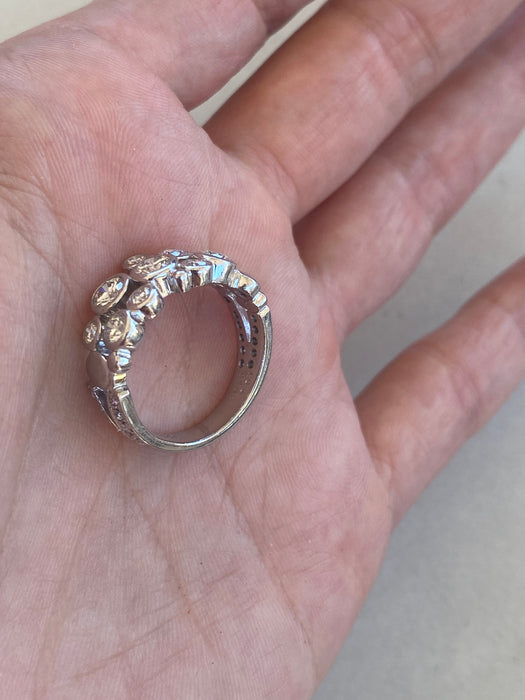 Vintage Platinum 900 Diamond Bubble Ring
