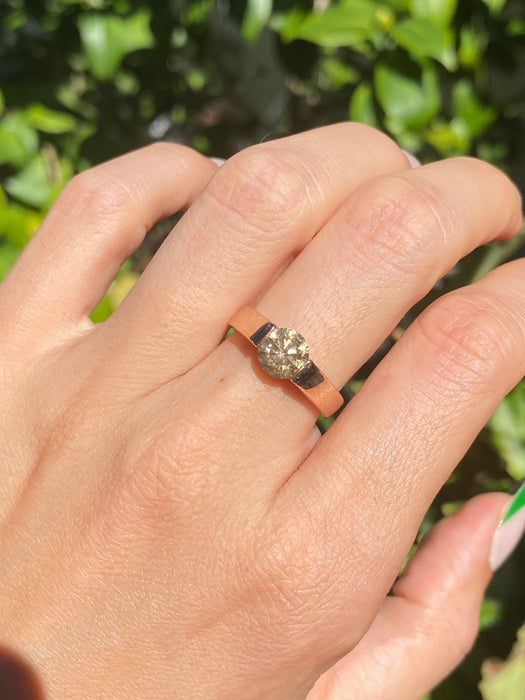 18k rose gold brown diamond ring size 6