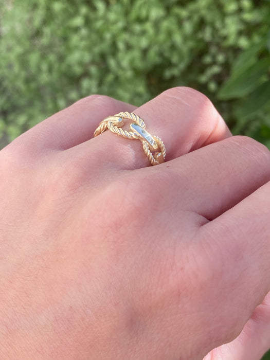 14k buckle croissant ring size 7