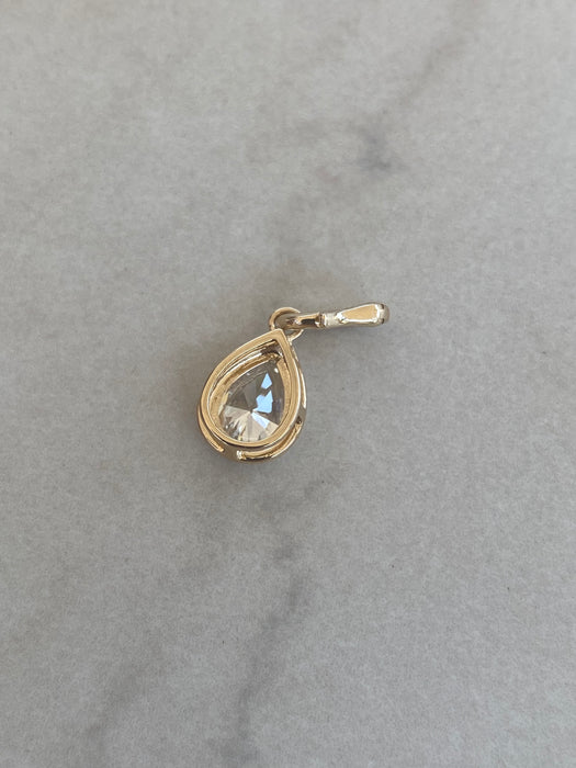 14K Gold Double Bezel Lab Diamond Pear Cut Pendant