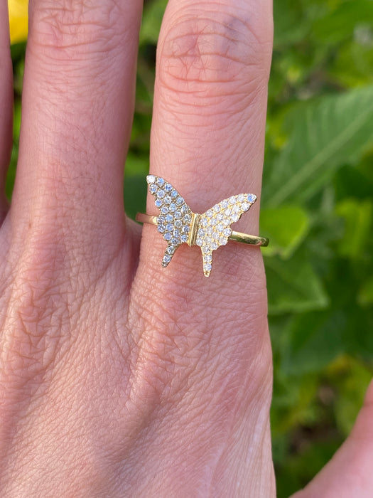 14k diamond butterfly ring size 6.75