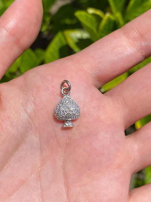 18k white gold spade diamond charm