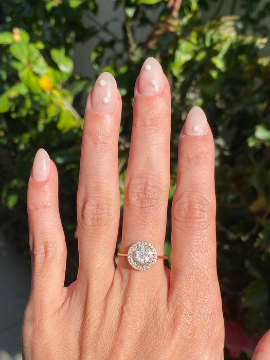 18k diamond round baguette ring size 7