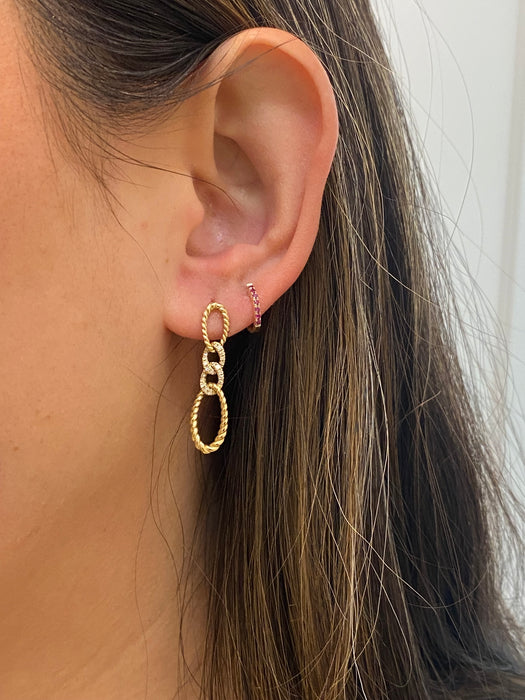 14k twisted croissant diamond earrings