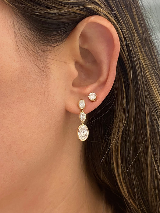 14K Gold 4 TCW Oval Drop Lab Diamond Earrings