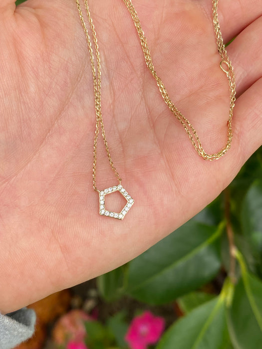 14k diamond pentagon necklace