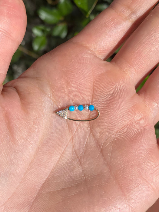 14k diamond arrow turquoise pearl earring charm connector pin