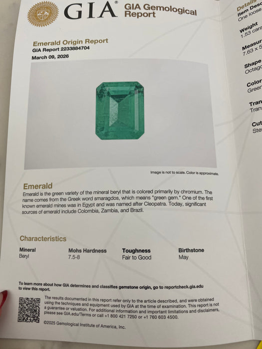 Vintage Platinum 900 GIA Colombian Emerald & Diamond Ballerina Ring | 1.53 CT Emerald | Size 5.75