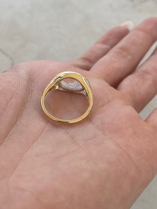 14K East-West Oval Lab Sapphire Ring with Floating Lab Diamonds