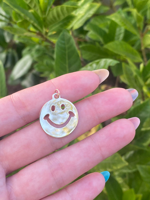 Custom 14k smiley face charm pendant