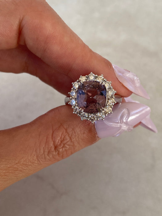 Vintage Platinum 950 Purple Spinel Cushion-Cut Ring