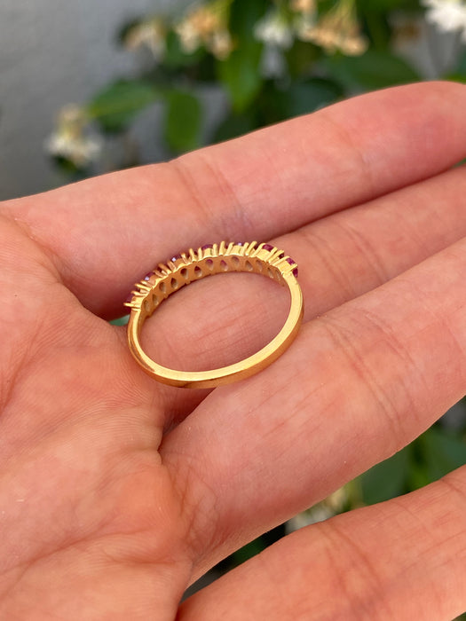 14k Gold Half Eternity Pear Ruby Ring