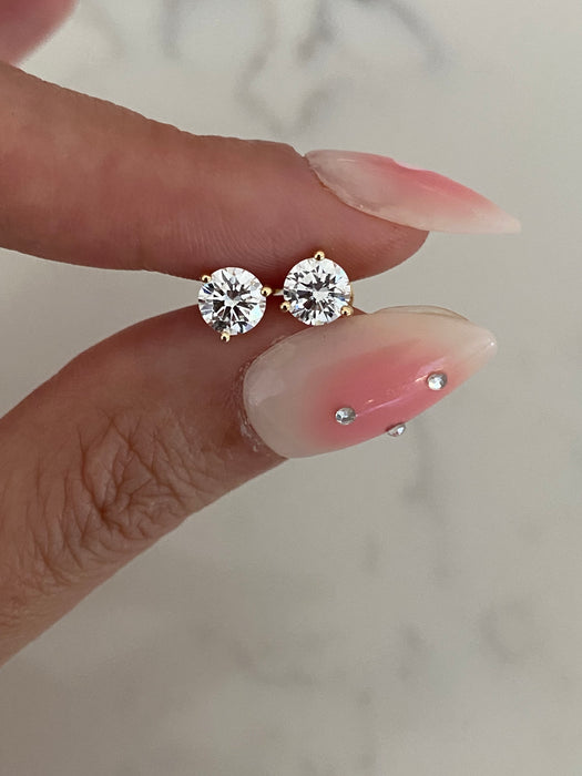 14K Gold 1 Carat Martini-Set Lab Diamond Stud Earrings