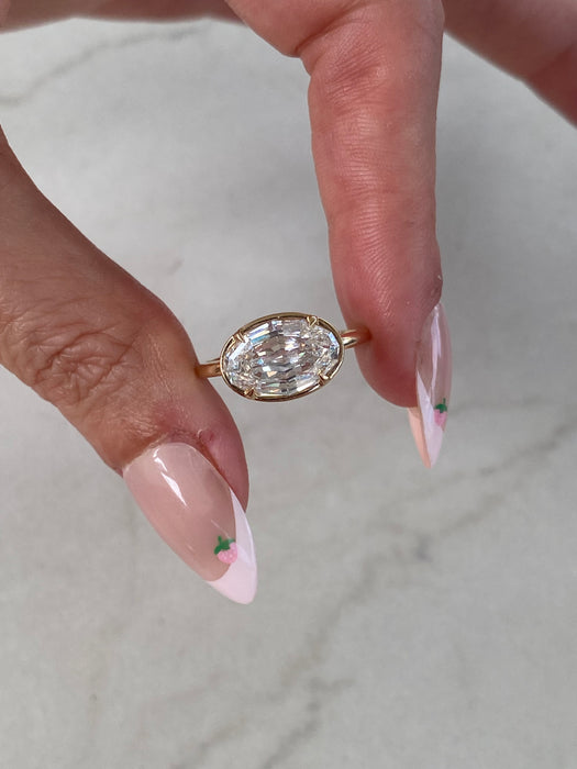 14K Step-Cut Lab Diamond Oval Ring