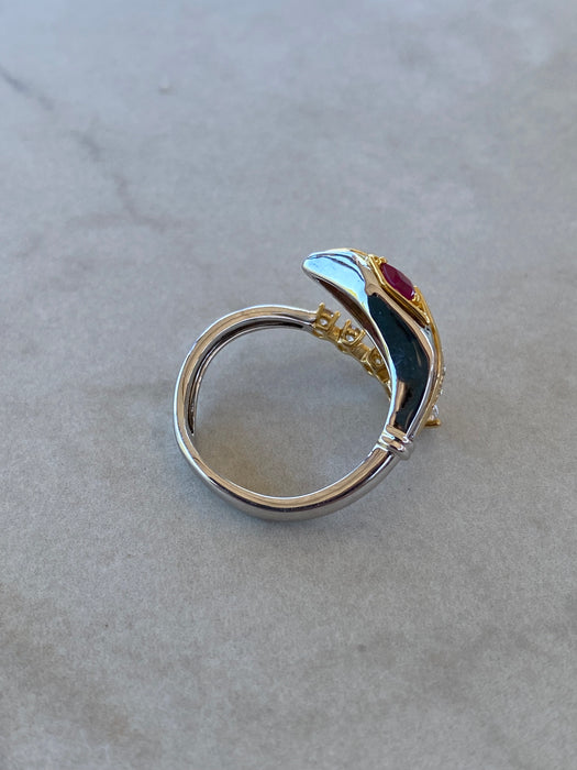18K Two-Tone Natural Ruby & Diamond Snake Wrap Ring
