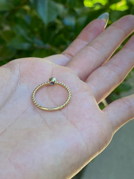 14k blue sapphire bead ring size 6.5