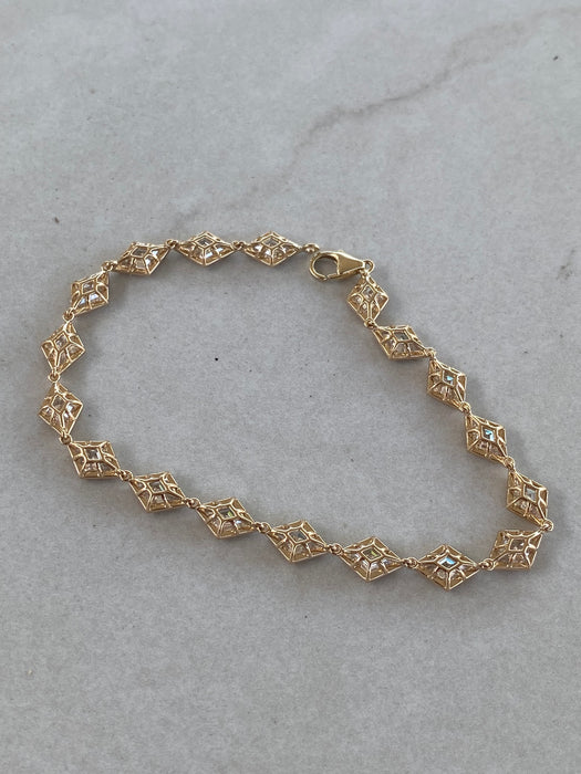 14K Gold Bezel Set Lozenge-Cut Lab Diamond Bracelet- 6 TCW
