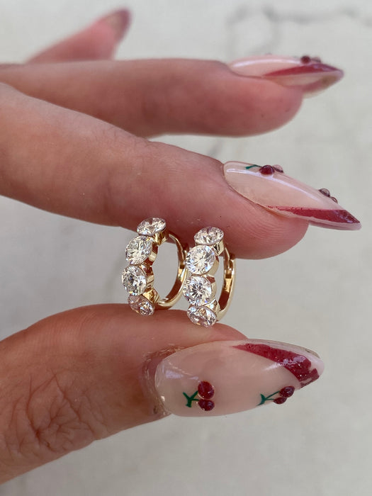 14K 1.36 TCW Lab Diamond Invisible Set Huggie Earrings