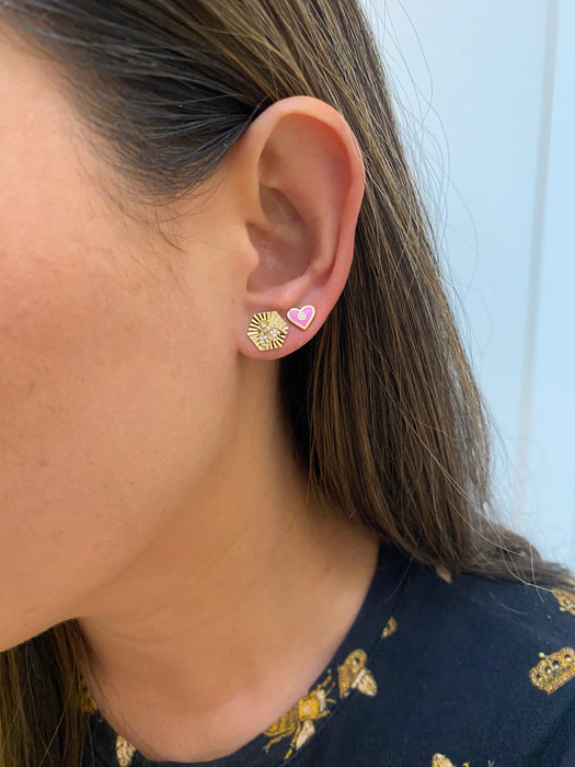 14k fluted diamond bee stud earrings