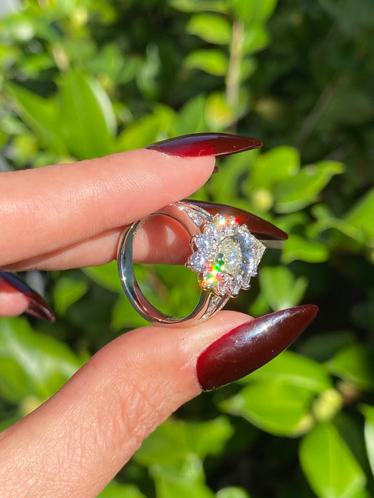 Platinum 900 3.83 tcw marquise diamond ring size 7