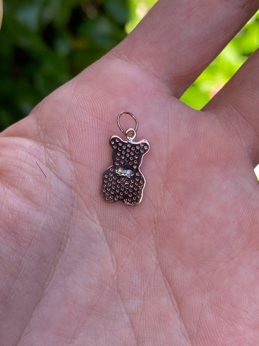 Vintage 18k Rose Gold Diamond Bear Bow Charm