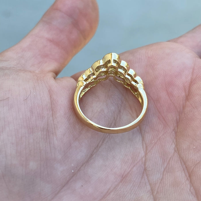 Vintage 18K Gold Diamond Chevron Ring – 1.00 TCW – Size 5.75