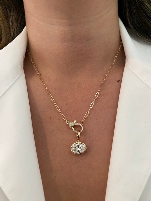 14K Gold Lab Diamond Oval Charm