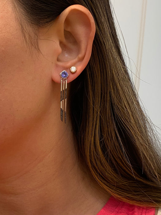 14K White Gold Tanzanite & Diamond Drop Earrings – Black & White Diamond Accents (1.3 TCW)