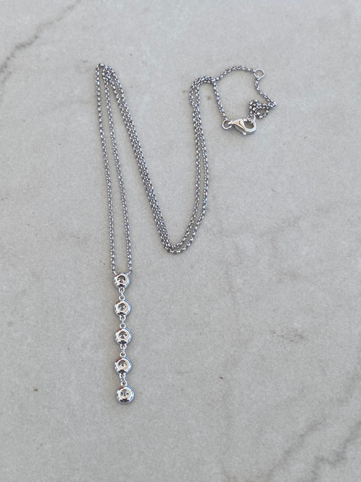14K White Gold Bezel-Set Lab Diamond Lariat Necklace