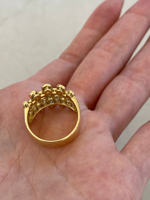 Vintage 18K Gold Five-Row Diamond Bezel Ring