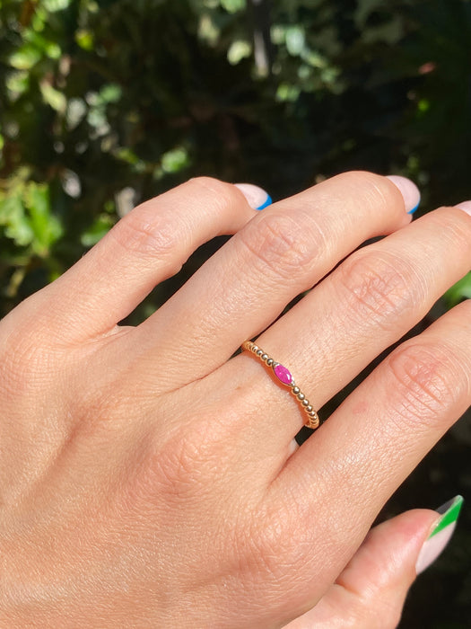 14k ruby bead ring size 6.5