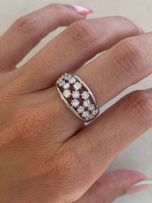 Vintage Platinum 900 Natural Princess Cut Diamond Ring
