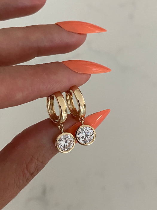 14K Gold 1.8 TCW Bezel-Set Lab Diamond Huggie Earrings