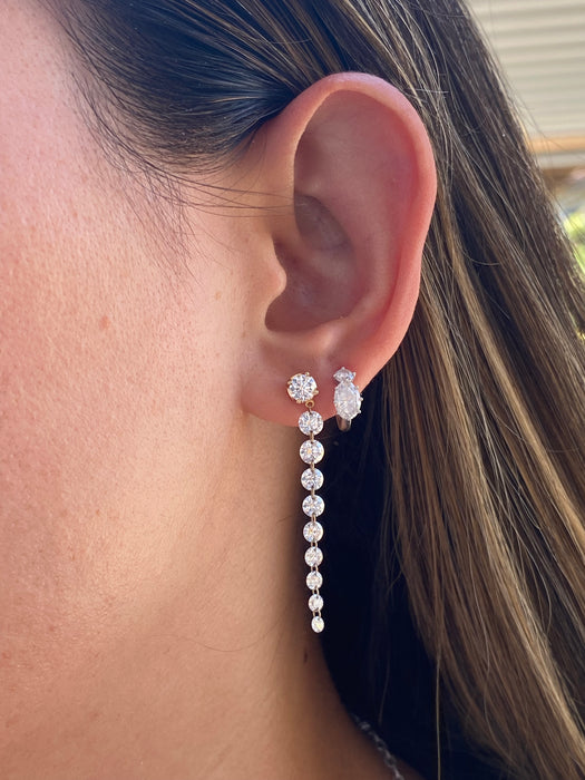 14K Gold Graduated Lab Diamond Dangle Earrings