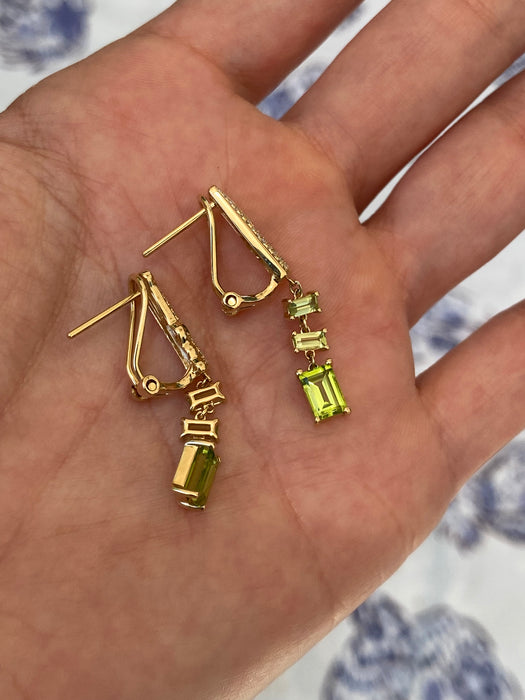 14k peridot diamond alligator earrings