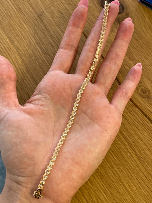 14K Gold Lab Diamond Tennis Bracelet – 2.3 TCW Cupcake Setting, 7”