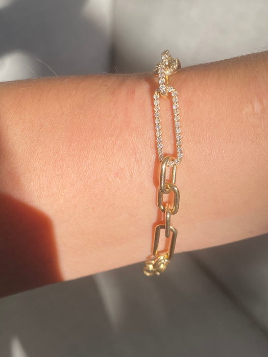 14K Gold Diamond Paperclip Bracelet – 1.25 TCW Natural Round Diamonds – Adjustable 6.5–7”